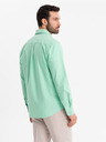 Ombre Clothing Pánska bavlnená oxfordská košeľa v pastelových farbách - mentolová Ombre Clothing