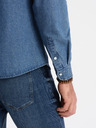 Ombre Clothing Modrá pánska džínsová košeľa Ombre Clothing