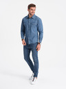 Ombre Clothing Modrá pánska džínsová košeľa Ombre Clothing