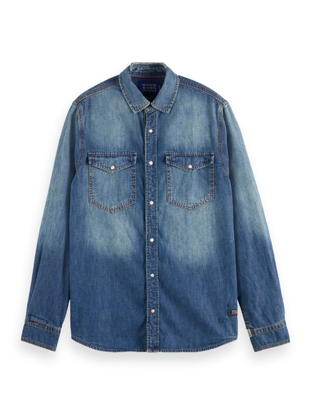 Scotch & Soda Modrá pánska džínsová košeľa Scotch & Soda Pracovné oblečenie