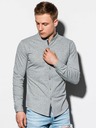 Ombre Clothing Pánska košeľa s dlhým rukávom K542 - sivá