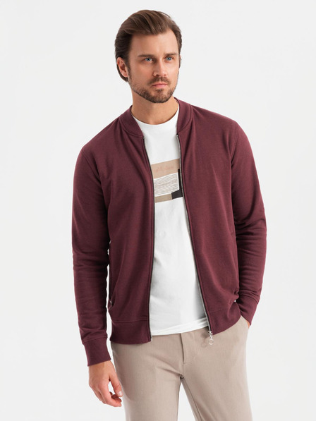 Ombre Clothing Pánska štruktúrovaná pletená mikina s golierom - grafitový melír V1 OM-SSNZ-0149 Ombre Clothing