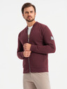 Ombre Clothing Pánska štruktúrovaná pletená mikina s golierom - grafitový melír V1 OM-SSNZ-0149 Ombre Clothing