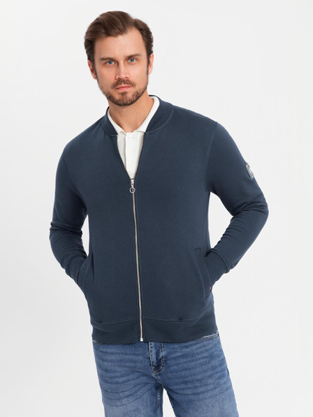 Ombre Clothing Pánska štruktúrovaná pletená mikina s golierom - grafitový melír V1 OM-SSNZ-0149 Ombre Clothing