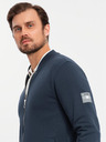Ombre Clothing Pánska štruktúrovaná pletená mikina s golierom - grafitový melír V1 OM-SSNZ-0149 Ombre Clothing