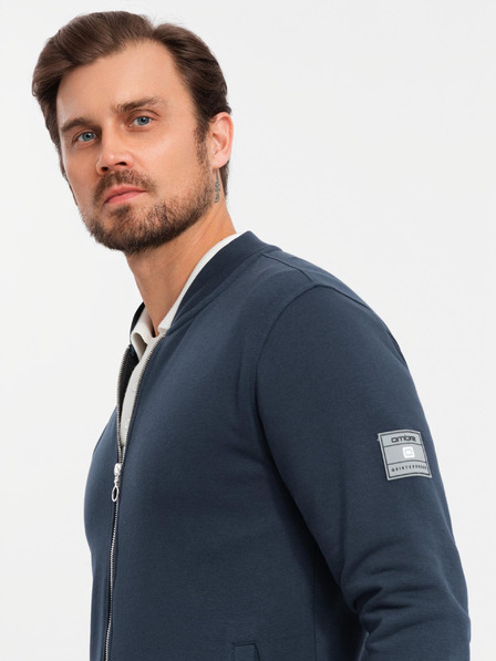 Ombre Clothing Pánska štruktúrovaná pletená mikina s golierom - grafitový melír V1 OM-SSNZ-0149 Ombre Clothing