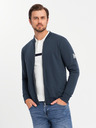 Ombre Clothing Pánska štruktúrovaná pletená mikina s golierom - grafitový melír V1 OM-SSNZ-0149 Ombre Clothing