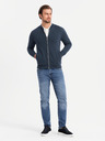 Ombre Clothing Pánska štruktúrovaná pletená mikina s golierom - grafitový melír V1 OM-SSNZ-0149 Ombre Clothing
