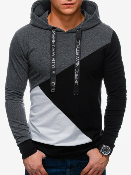 Ombre Clothing Pánska mikina s kapucňou B1050 - grafitová/čierna