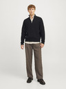 Jack & Jones Čierny pánsky sveter Jack & Jones so zipsom