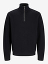 Jack & Jones Čierny pánsky sveter Jack & Jones so zipsom