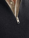Jack & Jones Čierny pánsky sveter Jack & Jones so zipsom