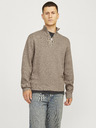 Jack & Jones Jack & Jones Pánsky béžový sveter na zips