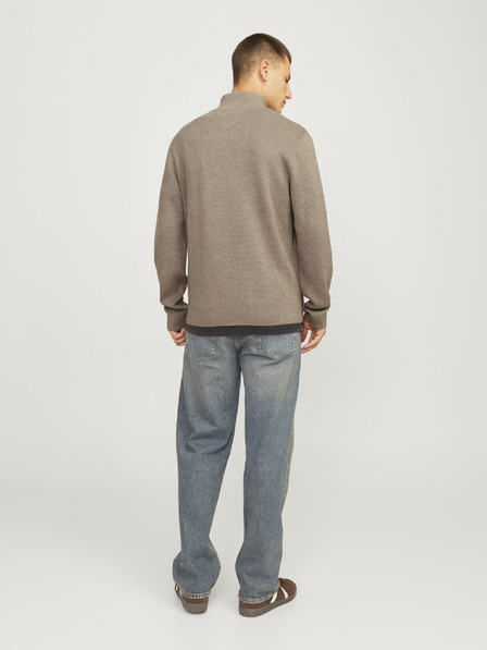 Jack & Jones Jack & Jones Pánsky béžový sveter na zips