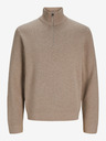 Jack & Jones Jack & Jones Pánsky béžový sveter na zips