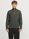 Jack & Jones Jack & Jones Khaki pánsky sveter na zips