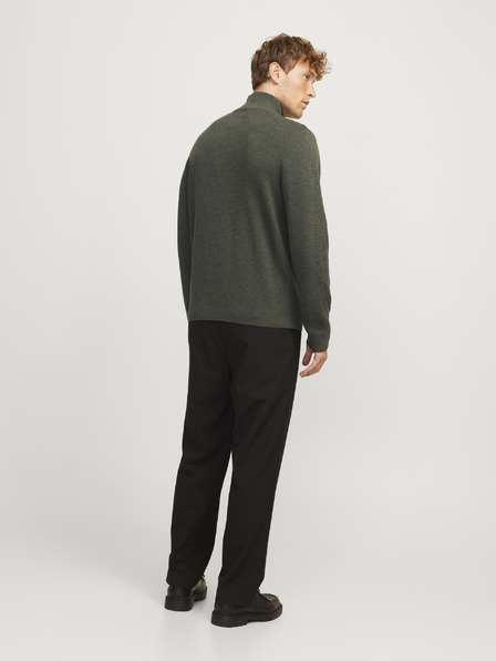 Jack & Jones Jack & Jones Khaki pánsky sveter na zips