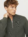 Jack & Jones Jack & Jones Khaki pánsky sveter na zips