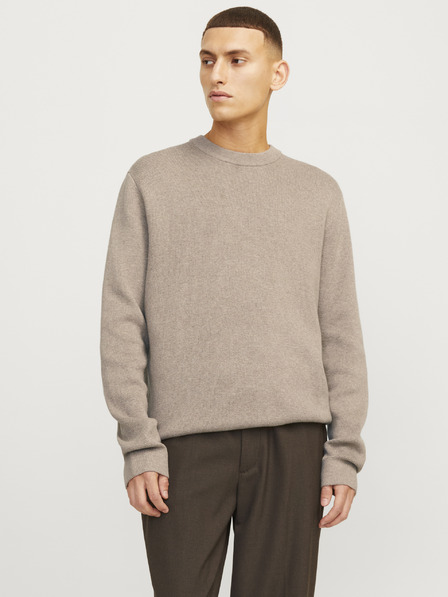 Jack & Jones Jack & Jones Pánsky béžový sveter na zips