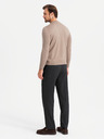 Ombre Clothing Pánsky pletený polovičný rolák s viskózou - tmavobéžový V3 OM-SWTN-0125 Oblečenie Ombre