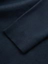 Ombre Clothing Pánsky pletený polovičný rolák s viskózou - tmavomodrý V4 OM-SWTN-0125 Ombre Oblečenie