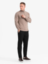 Ombre Clothing Pánsky pletený rolák s viskózou - tmavobéžový V3 OM-SWTN-0127 Ombre Clothing