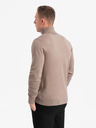 Ombre Clothing Pánsky pletený rolák s viskózou - tmavobéžový V3 OM-SWTN-0127 Ombre Clothing