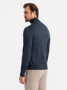 Ombre Clothing Pánsky pletený rolák s viskózou - tmavomodrý V4 OM-SWTN-0127 Ombre Clothing