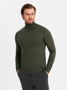 Ombre Clothing Pánsky pletený rolák s viskózou - tmavosivý V5 OM-SWTN-0127 Ombre Clothing