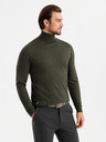 Ombre Clothing Pánsky pletený rolák s viskózou - tmavosivý V5 OM-SWTN-0127 Ombre Clothing