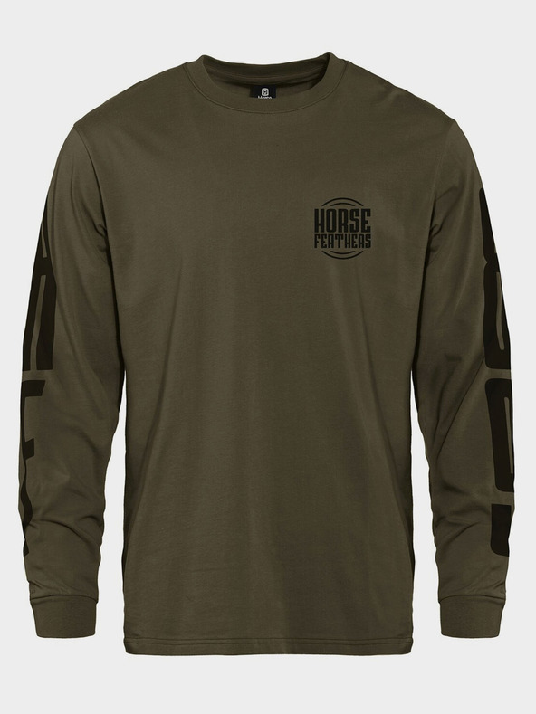 Horsefeathers Tričko Tall Typo LS - spálená olivová veľkosť L HORSEFEATHERS