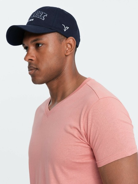 Ombre Clothing Pánske bavlnené tričko BASIC Classic Crewneck T-Shirt - Pink V7 OM-TSBS-0145 Oblečenie Ombre