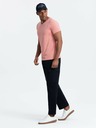 Ombre Clothing Pánske bavlnené tričko BASIC Classic Crewneck T-Shirt - Pink V7 OM-TSBS-0145 Oblečenie Ombre