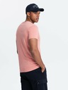 Ombre Clothing Pánske bavlnené tričko BASIC Classic Crewneck T-Shirt - Pink V7 OM-TSBS-0145 Oblečenie Ombre