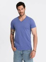 Ombre Clothing Pánske bavlnené klasické tričko BASIC s výstrihom do V - fialové V12 OM-TSBS-0145 Oblečenie Ombre