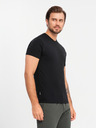 Ombre Clothing Pánske bavlnené tričko s trojfarebnou potlačou - biela a tmavomodrá V3 OM-TSCT-0174 Ombre Clothing