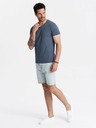 Ombre Clothing Pánske bavlnené tričko BASIC s klasickým výstrihom do V - modré V18 OM-TSBS-0145 Oblečenie Ombre