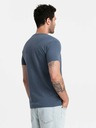 Ombre Clothing Pánske bavlnené tričko BASIC s klasickým výstrihom do V - modré V18 OM-TSBS-0145 Oblečenie Ombre