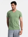 Ombre Clothing Klasické bavlnené pánske tričko BASIC s výstrihom do V - zelené V11 OM-TSBS-0145 Ombre Clothing