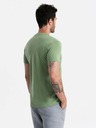 Ombre Clothing Klasické bavlnené pánske tričko BASIC s výstrihom do V - zelené V11 OM-TSBS-0145 Ombre Clothing
