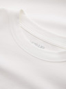 Ombre Clothing Pánske bavlnené tričko LOOSE FIT s dlhým rukávom a okrúhlym výstrihom - krémové V2 OM-LSBC-0129 Ombre Clothing