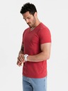 Ombre Clothing Klasické bavlnené pánske tričko BASIC s výstrihom do V - červené V17 OM-TSBS-0145 Ombre Clothing