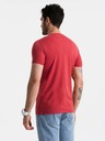 Ombre Clothing Klasické bavlnené pánske tričko BASIC s výstrihom do V - červené V17 OM-TSBS-0145 Ombre Clothing