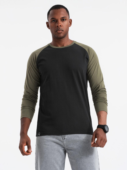 Ombre Clothing Pánske tričko s potlačou a dlhým rukávom - čierne V1 OM-LSPT-0119 Oblečenie Ombre