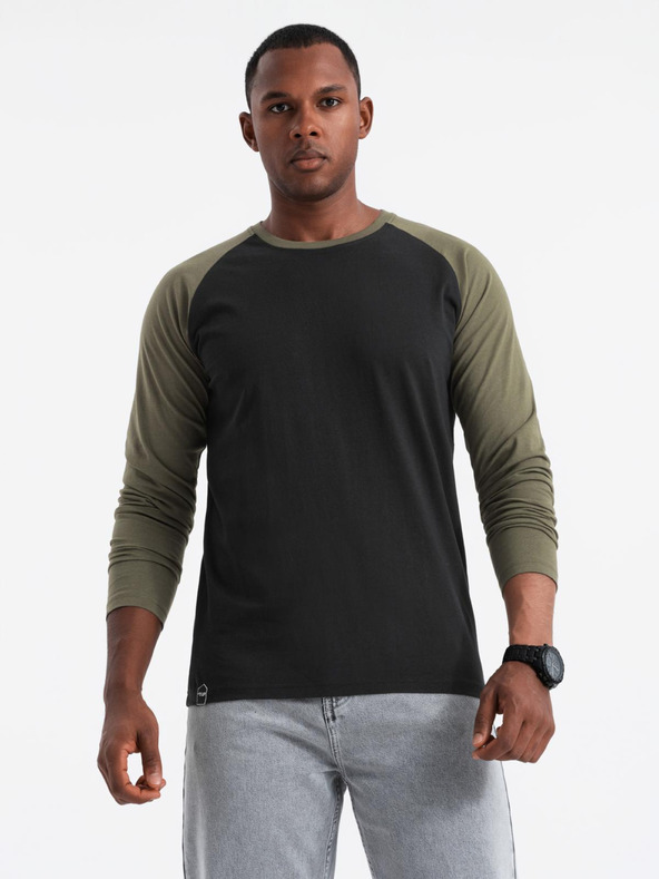 Ombre Clothing Pánske tričko s potlačou a dlhým rukávom - čierne V1 OM-LSPT-0119 Oblečenie Ombre