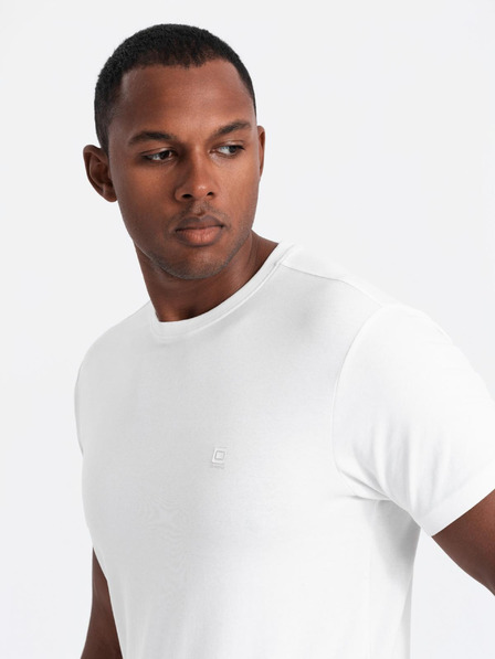 Ombre Clothing Sada dvoch kusov pánskych bavlnených tričiek BASIC s okrúhlym výstrihom Ombre Clothing