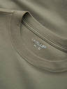 Ombre Clothing Pánske bavlnené tričko LOOSE FIT s dlhým rukávom a okrúhlym výstrihom - khaki V4 OM-LSBC-0129 Ombre Clothing