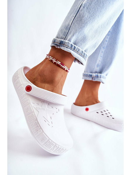 BIG STAR SHOES Dámske svetlé šľapky Kroks Big Star biele