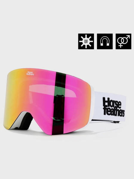 Horsefeathers Snowboardové okuliare Colt - biele/zrkadlovo ružové HORSEFEATHERS