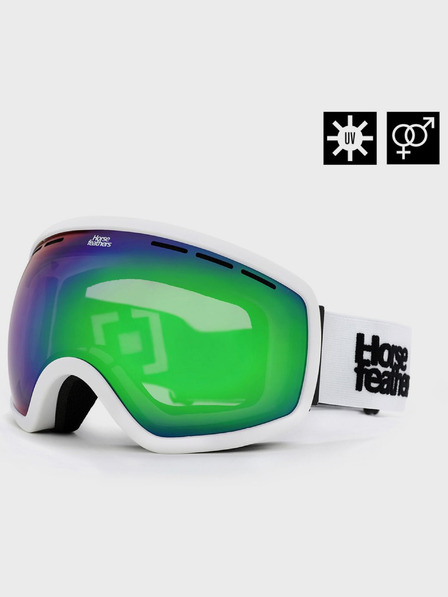 Horsefeathers Snowboardové okuliare Knox - biele/zrkadlovo zelené HORSEFEATHERS